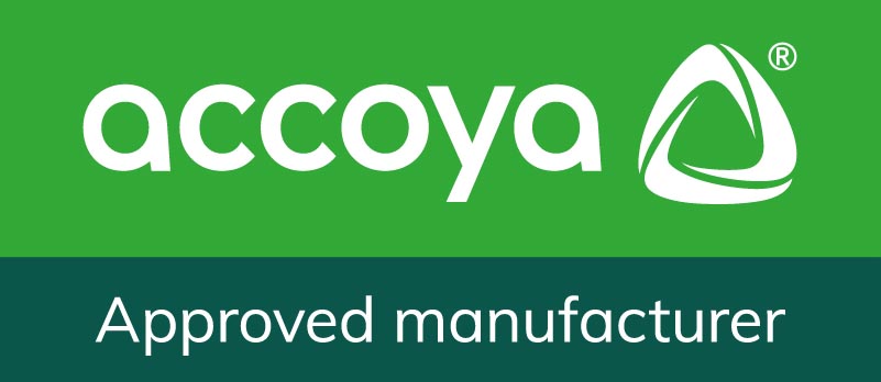 Accoya_Approved_Manufacturer Accoya branded logo with "Approved Manufacturer" text.